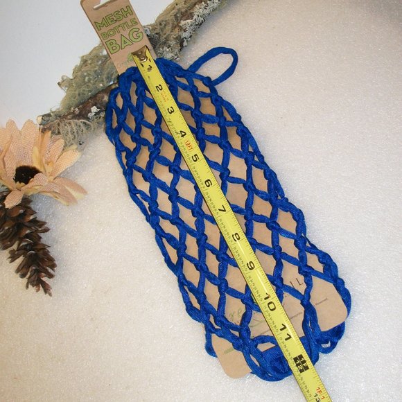 OENOPHILIA NWT Greenophile Mesh Wine Bottle Bag Carry Tote Royal Blue - Picture 7 of 8